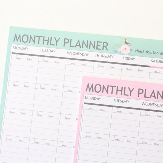 Floral Monthly Planner Notepad with List Maker and Habit Tracker