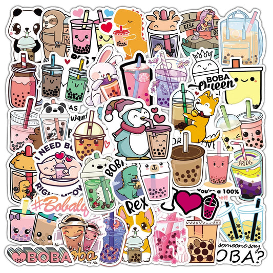 Pearl Milk Boba Tea Stickers (50 pcs)