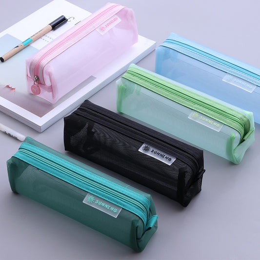 Transparent Pencil Case in Nylon Mesh